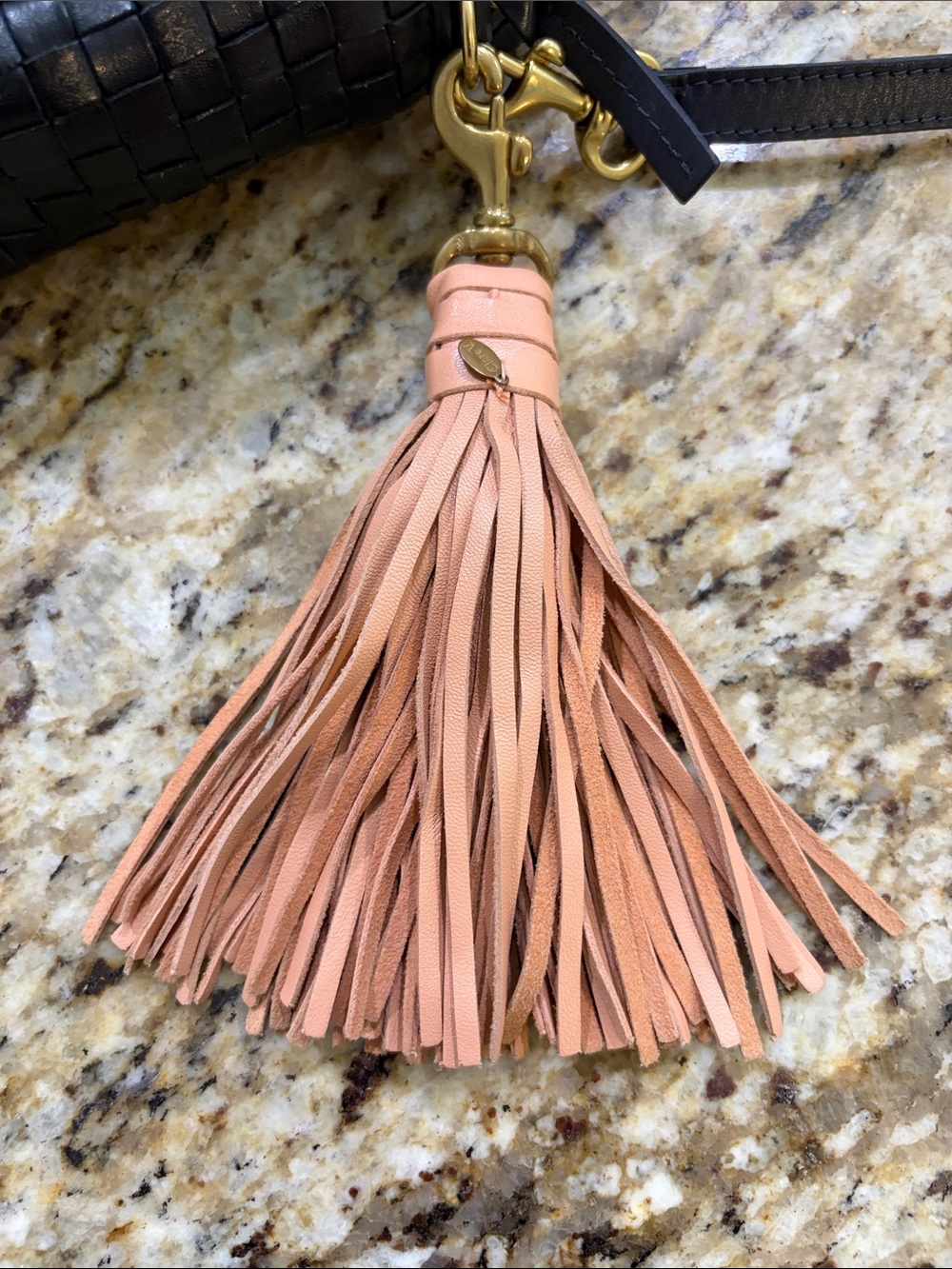 Clare V. Leather Tassel Bag/key  Charm  – Blush Nude